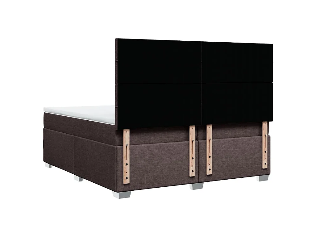 Cama box spring con colchón tela marrón oscuro 200x200 cm