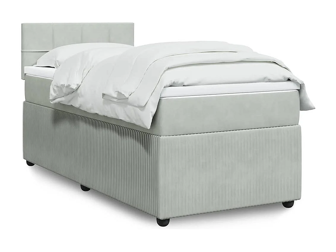 Giroletto a Molle con Materasso Grigio Chiaro 90x190 cm Velluto