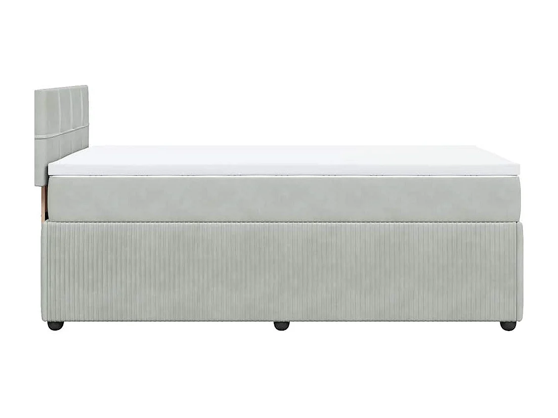 Giroletto a Molle con Materasso Grigio Chiaro 90x190 cm Velluto