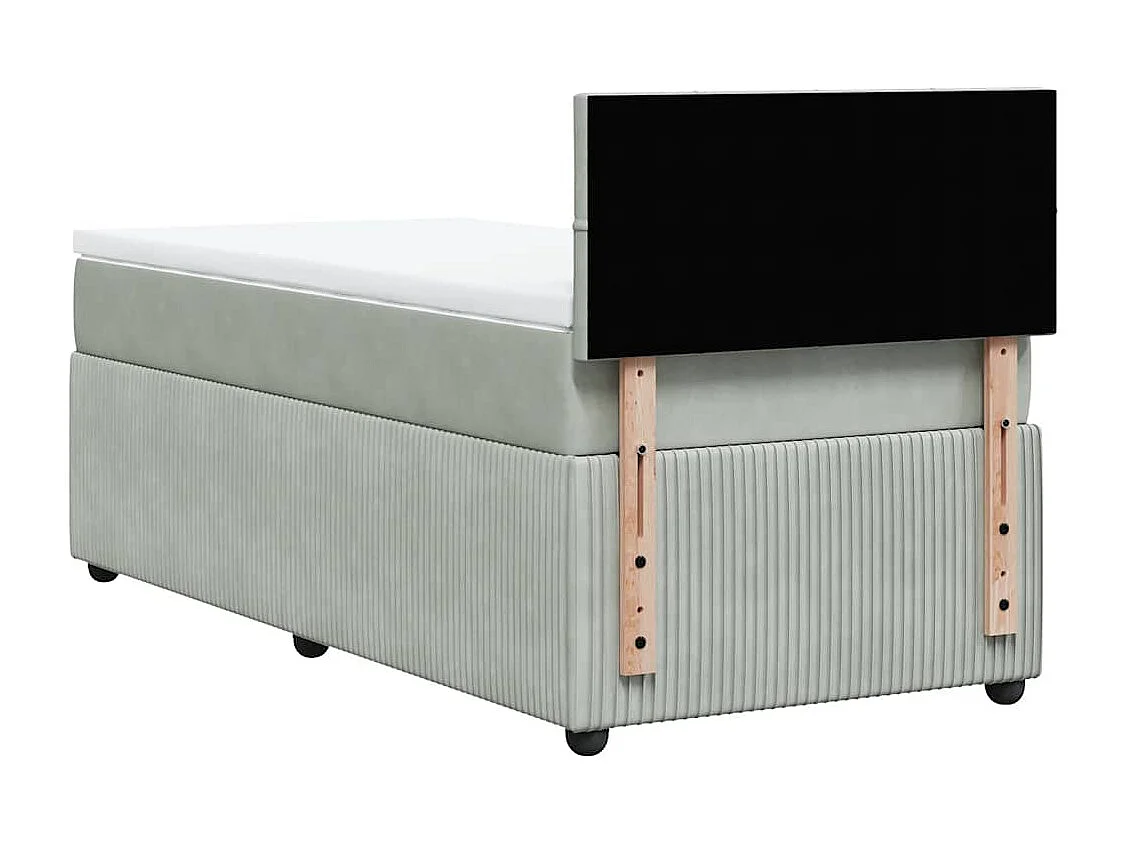 Giroletto a Molle con Materasso Grigio Chiaro 90x190 cm Velluto