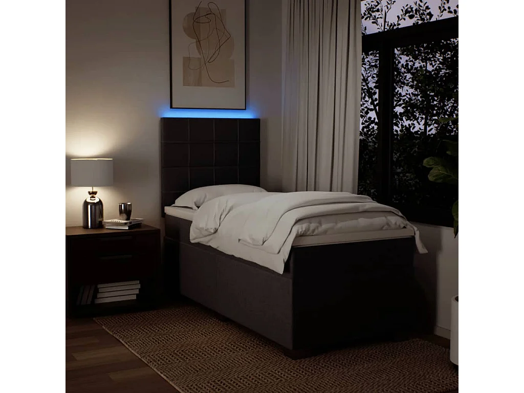 Boxspring met matras stof donkerbruin 80x200 cm