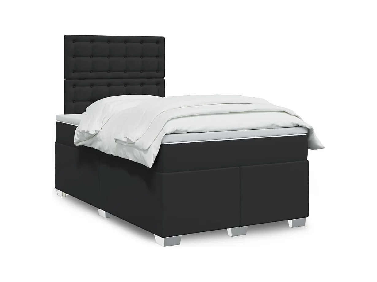 Sommier à lattes de lit avec matelas noir 120x190 cm similicuir