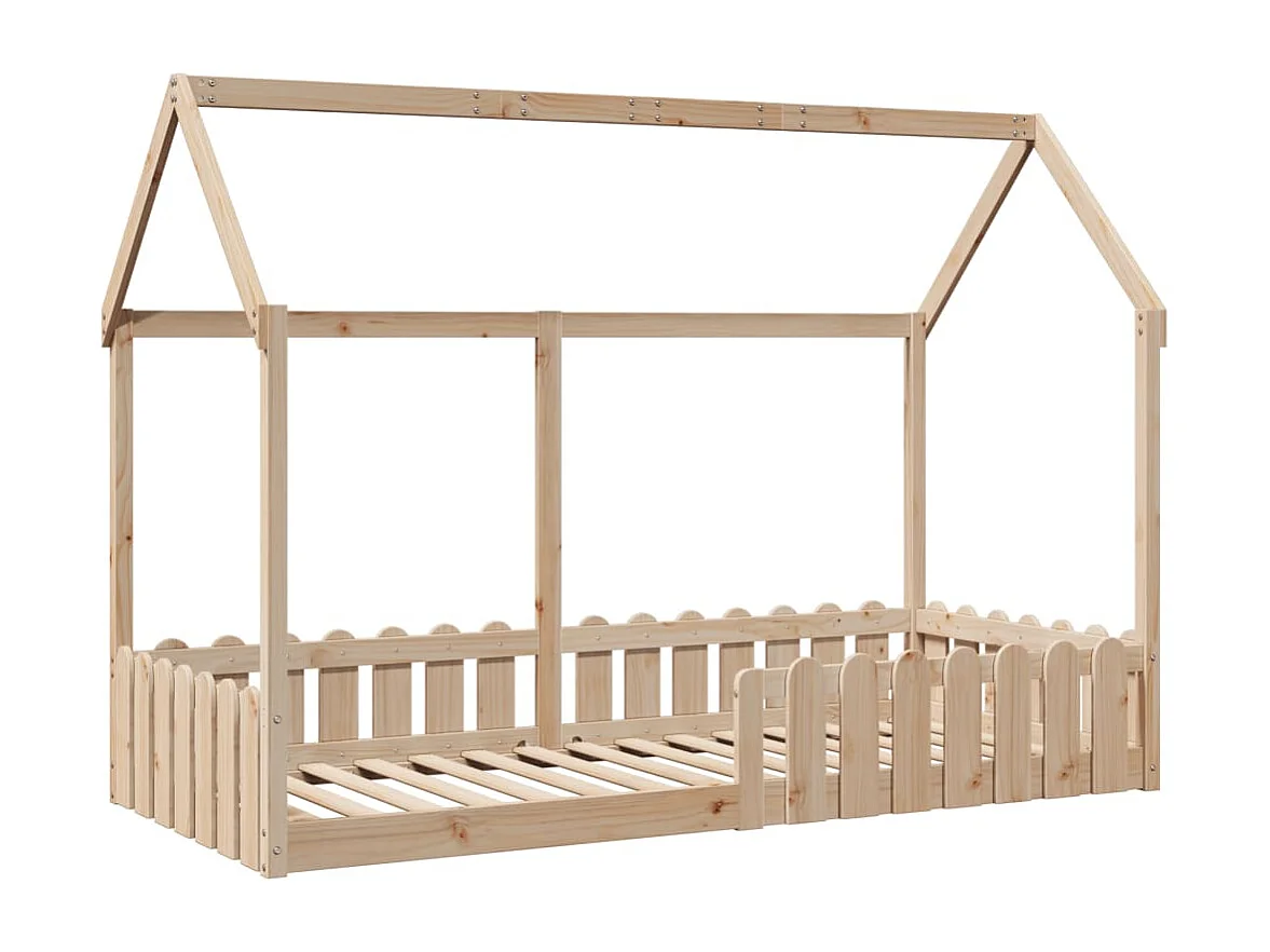 Cadre de lit d'enfants forme de maison sans matelas pin massif