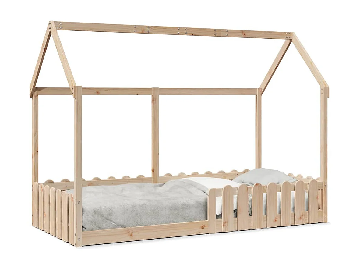 Cama infantil formato casa 90x190 cm madeira de pinho maciça