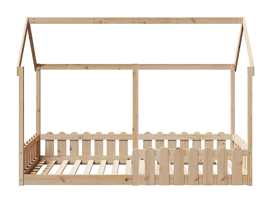 Cama infantil formato casa 90x190 cm madeira de pinho maciça