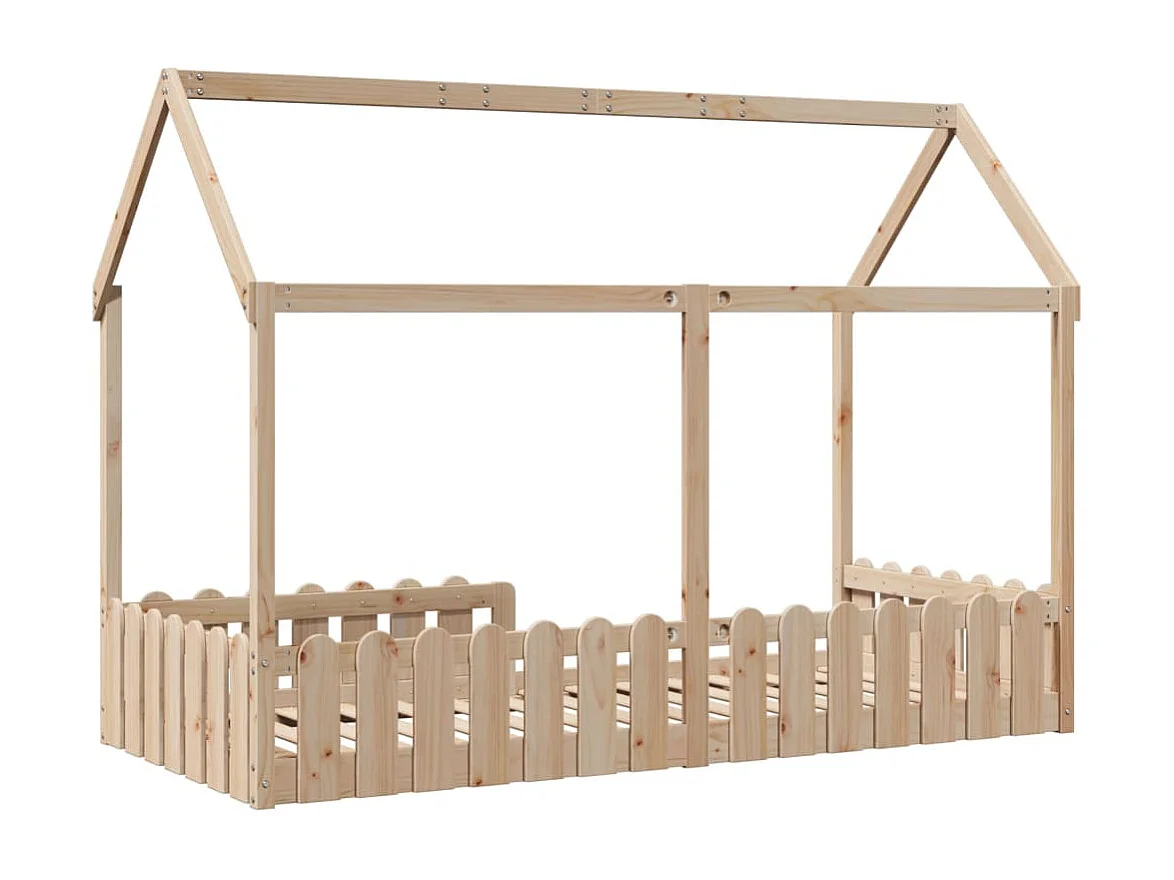 Cama infantil formato casa 90x190 cm madeira de pinho maciça