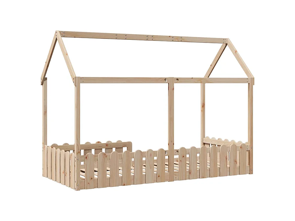 Cama infantil formato casa 90x190 cm madeira de pinho maciça