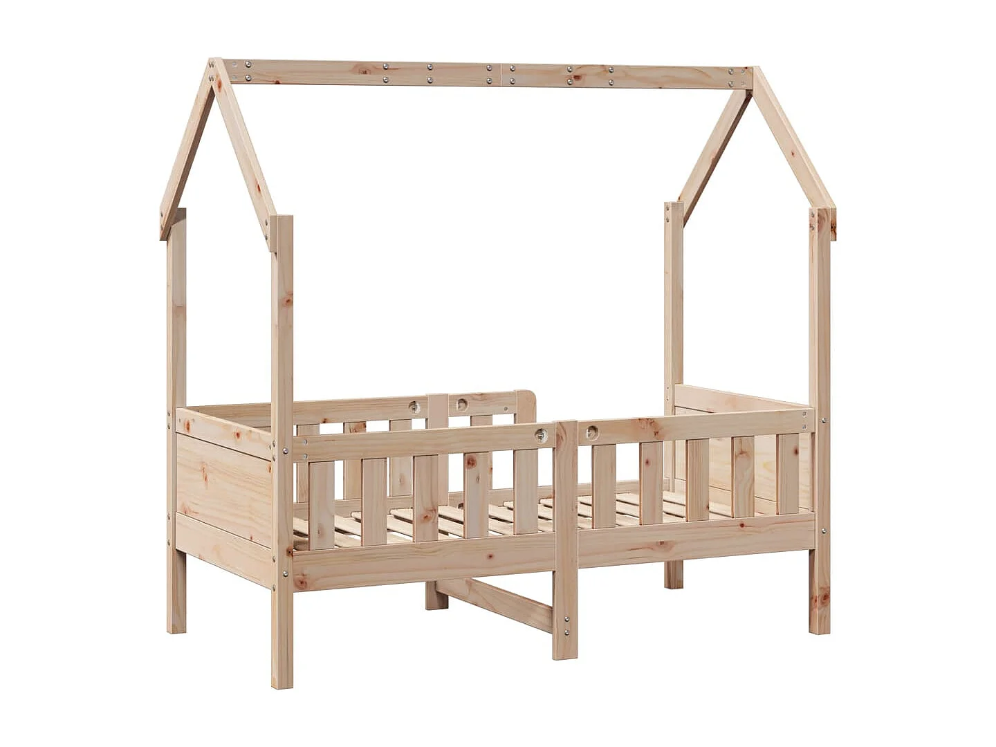 Cama infantil formato casa 80x160 cm madeira de pinho maciça