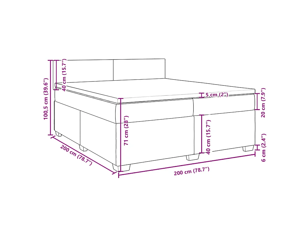 Boxspringbett mit Matratze Dunkelgrau 200x200 cm Samt
