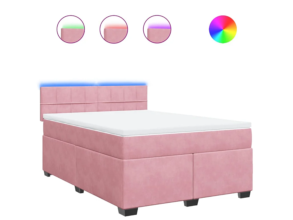 Boxspring met matras fluweel roze 160x200 cm