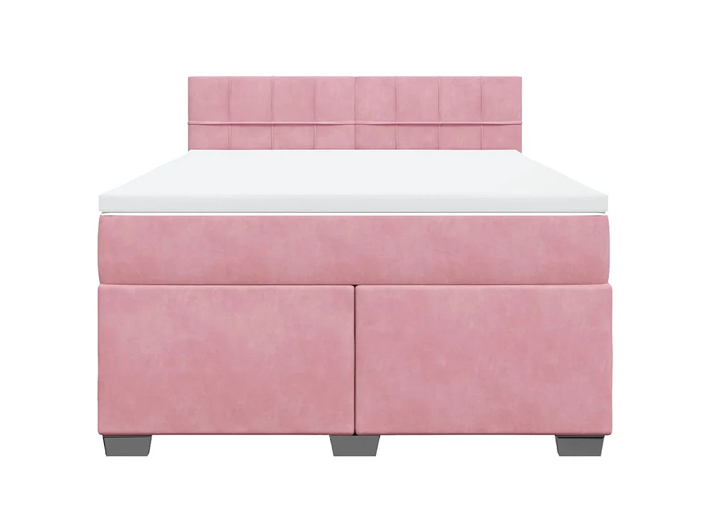Boxspring met matras fluweel roze 160x200 cm