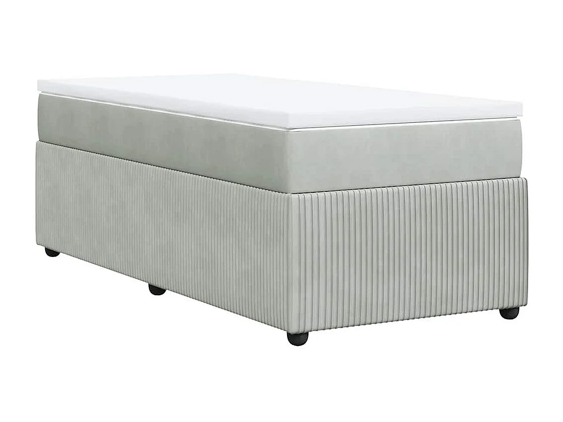 Sommier à lattes de lit et matelas Gris clair 100x200cm Velours