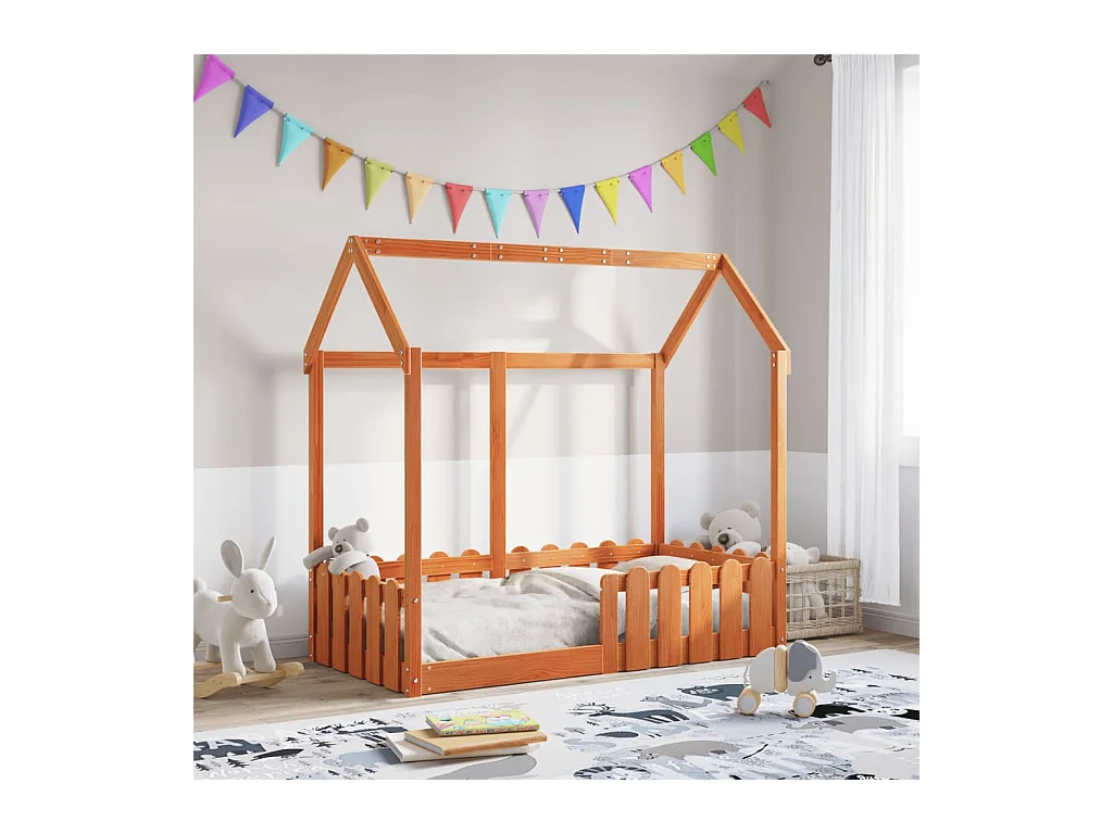 Cadre de lit d'enfants forme de maison sans matelas 70x140 cm