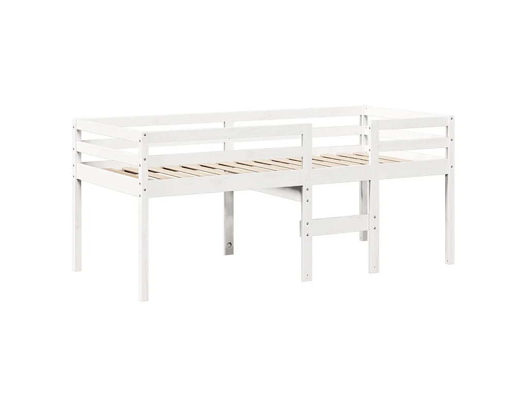 Hoogslaper met bedhuis 75x190 cm massief grenenhout wit