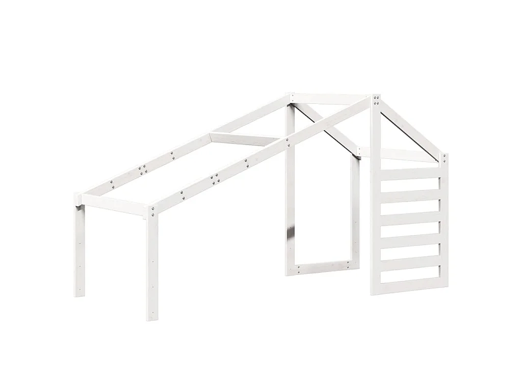 Hoogslaper met bedhuis 75x190 cm massief grenenhout wit