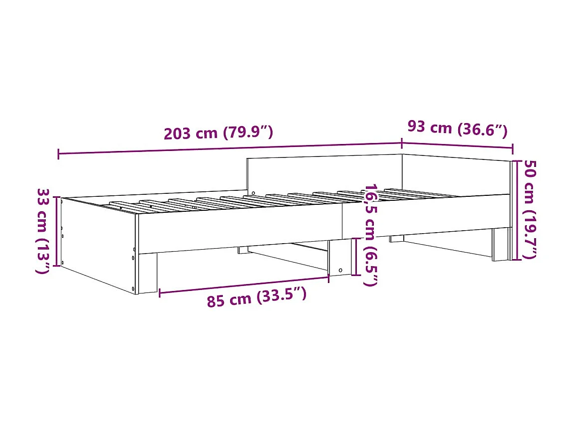 Cadre de lit sans matelas chêne sonoma 90x200 cm