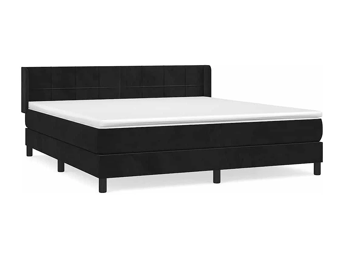 Cama com molas/colchão 160x200 cm veludo preto