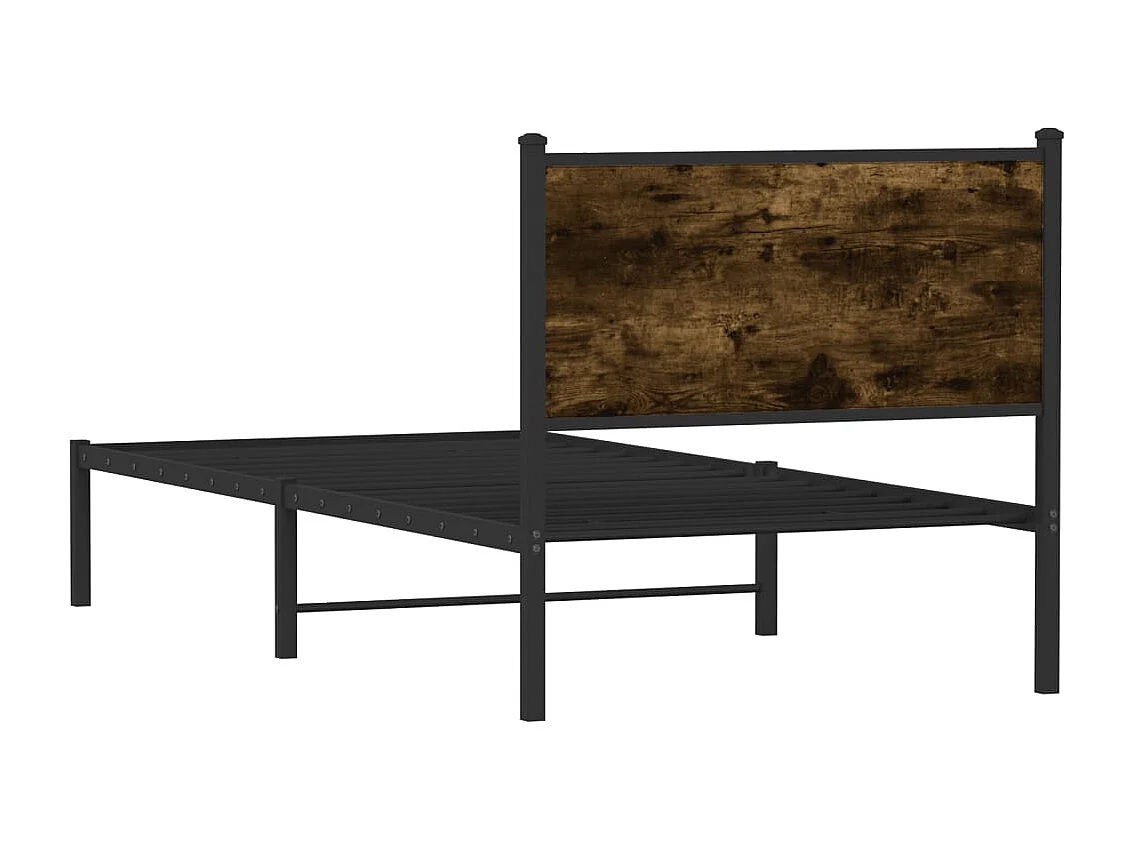 Cadre de lit en métal sans matelas chêne fumé 90x190 cm