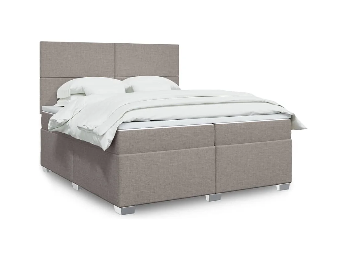 Sommier à lattes de lit avec matelas Taupe 200x200 cm Tissu