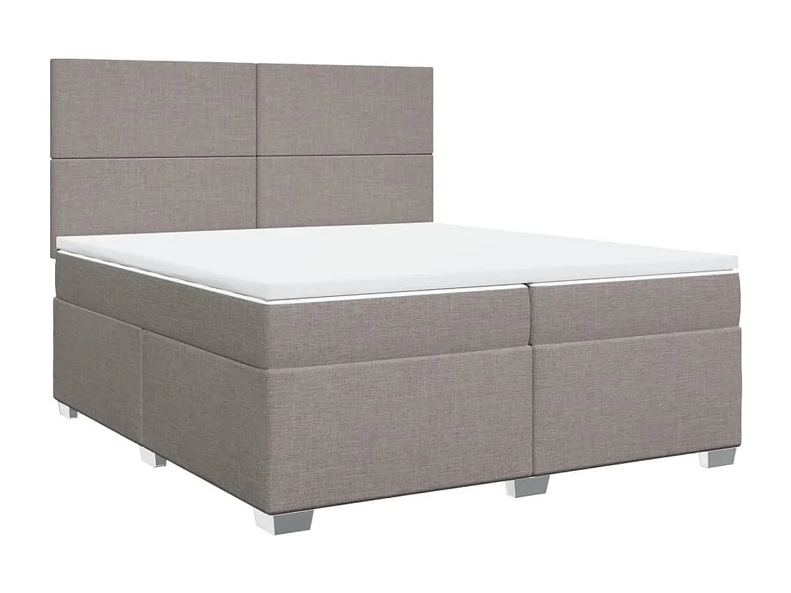 Cama box spring con colchón tela gris taupe 200x200 cm