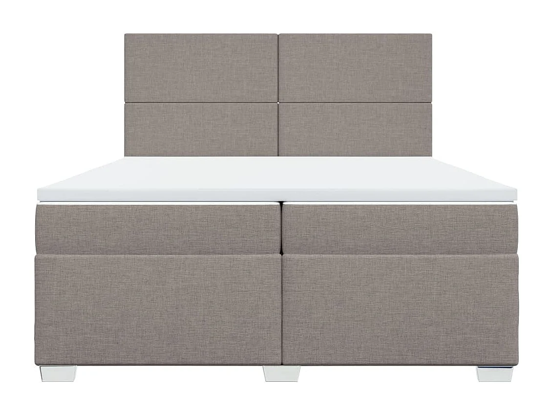 Cama box spring con colchón tela gris taupe 200x200 cm