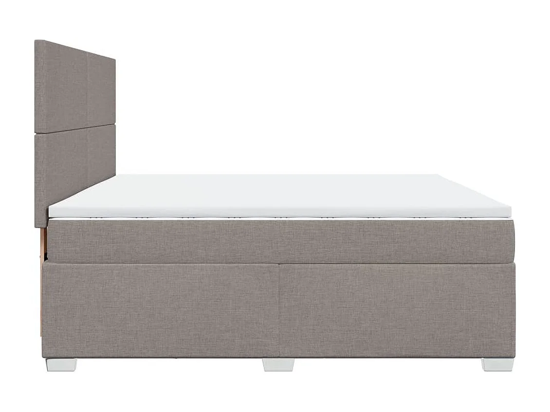 Cama box spring con colchón tela gris taupe 200x200 cm