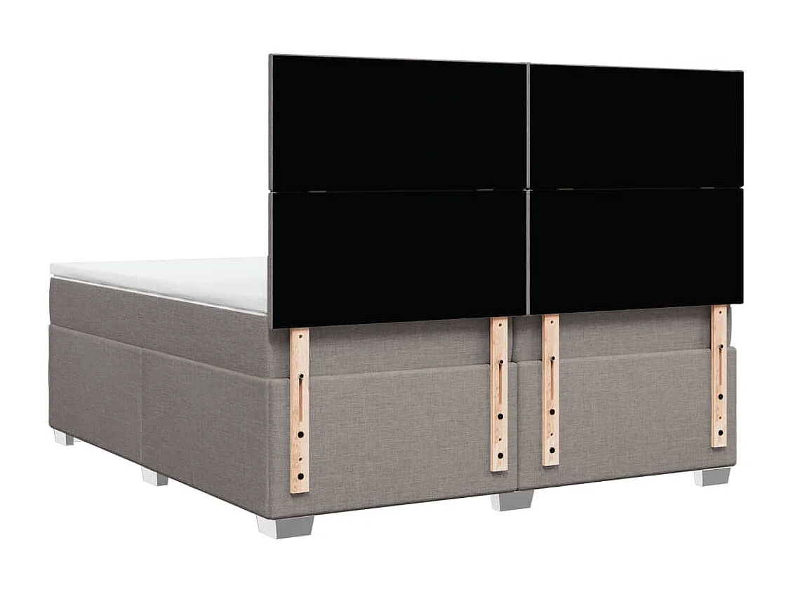 Cama box spring con colchón tela gris taupe 200x200 cm