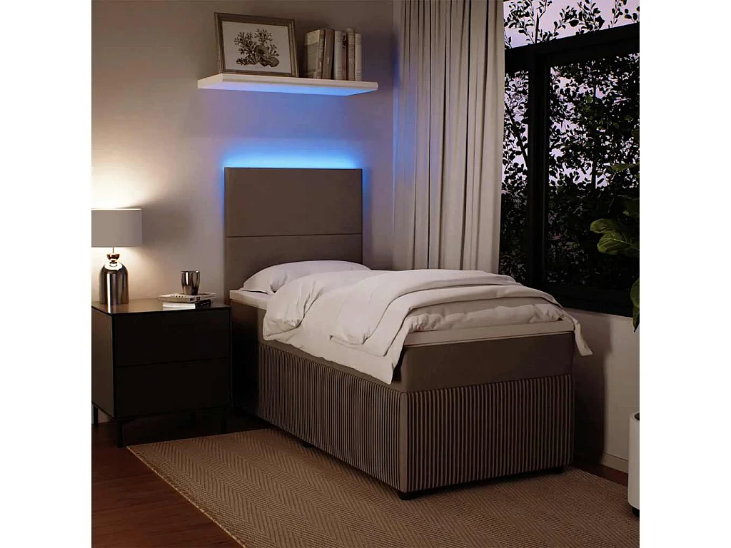 Cama box spring con colchón terciopelo gris claro 90x190 cm