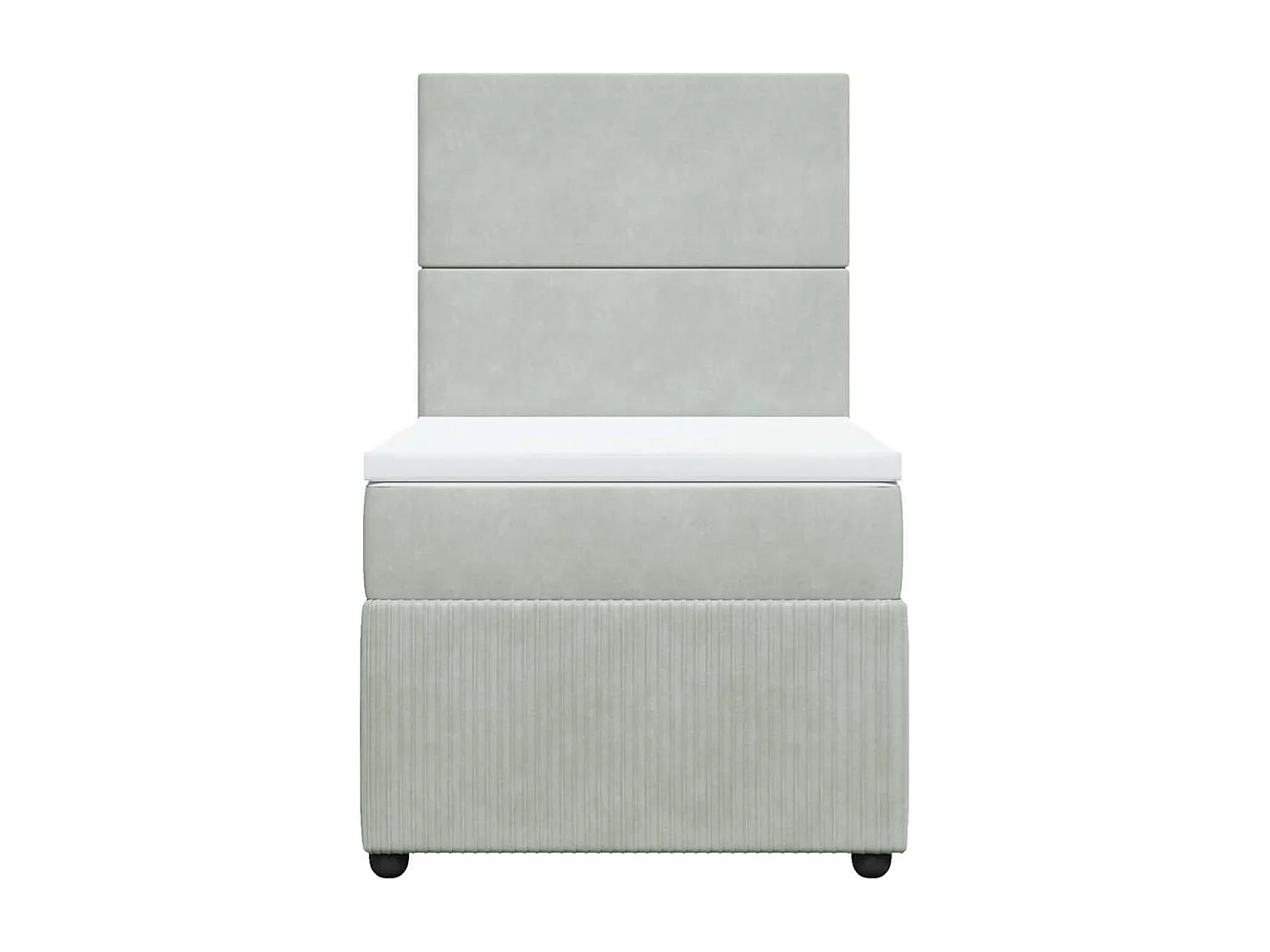 Cama box spring con colchón terciopelo gris claro 90x190 cm