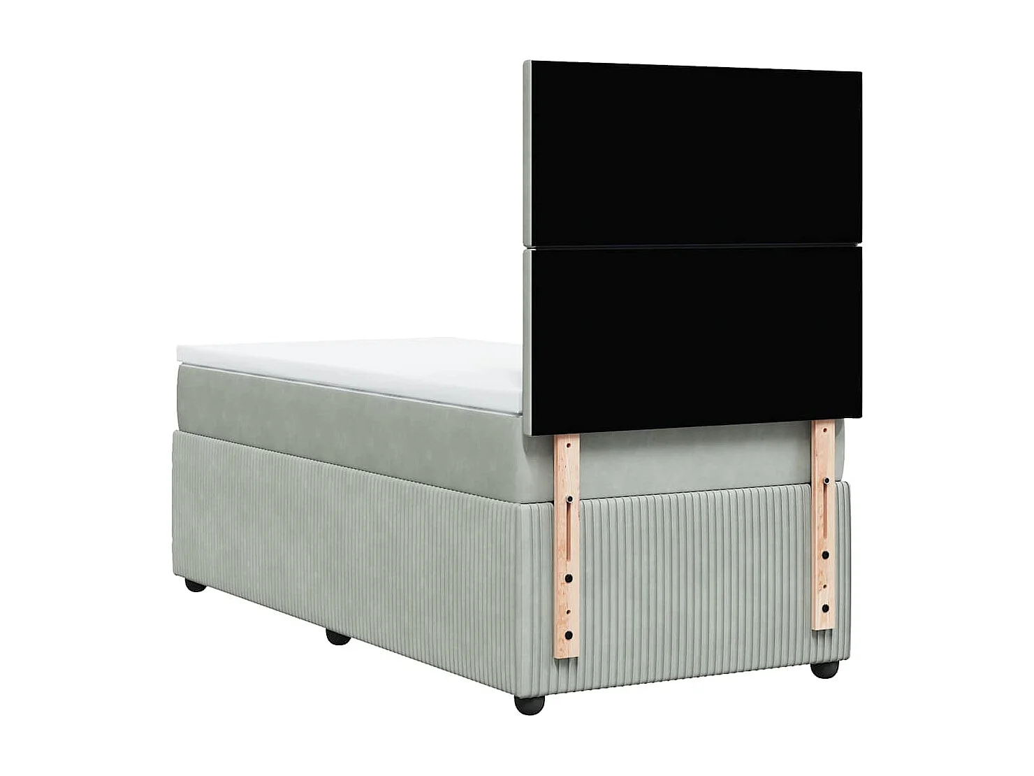 Cama box spring con colchón terciopelo gris claro 90x190 cm