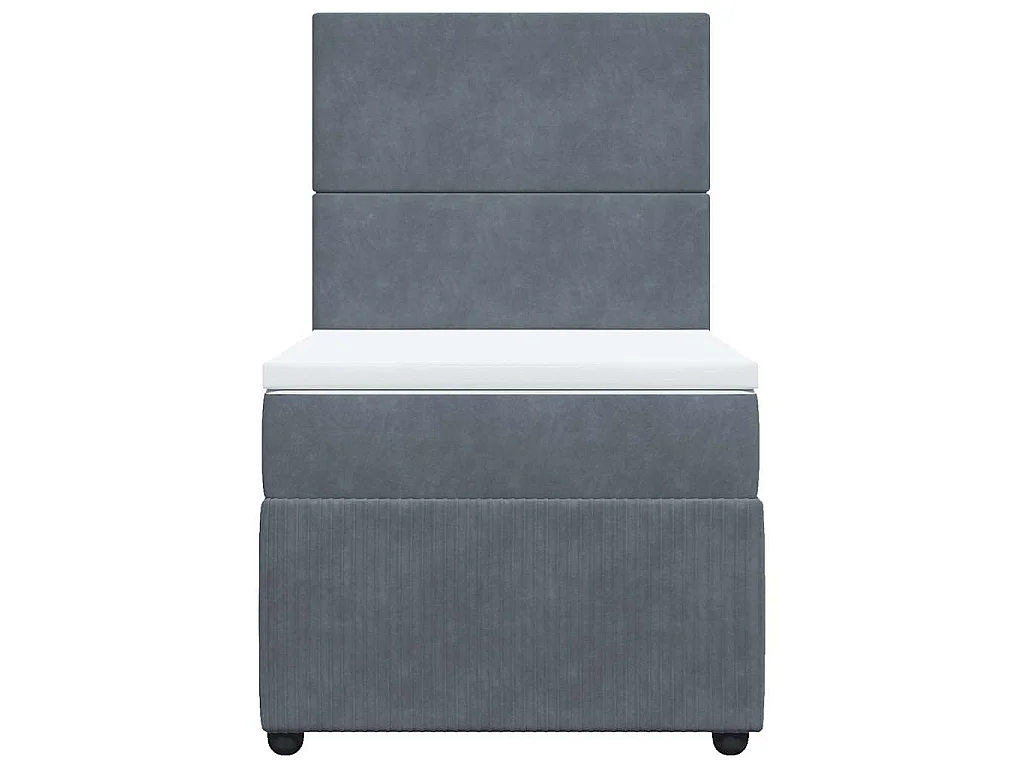Giroletto a Molle con Materasso Grigio Scuro 100x200 cm Velluto