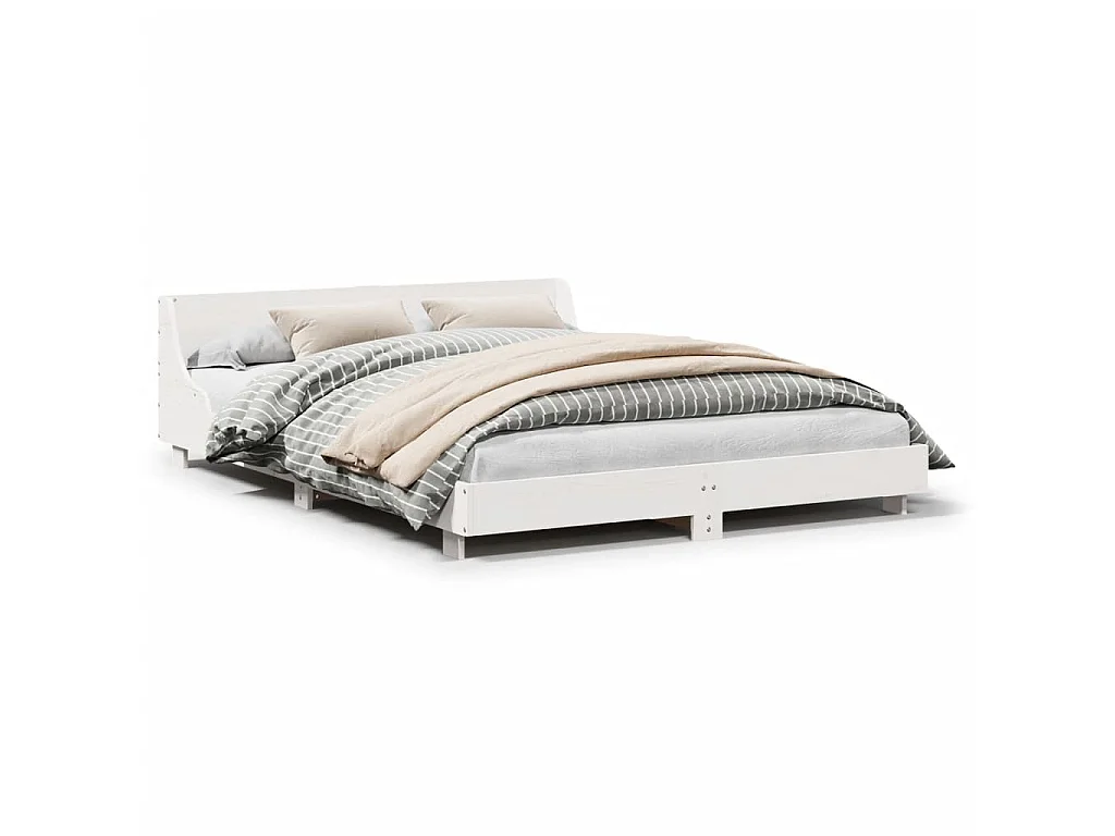 Letto senza Materasso Bianco 120x200 cm Legno Massello di Pino