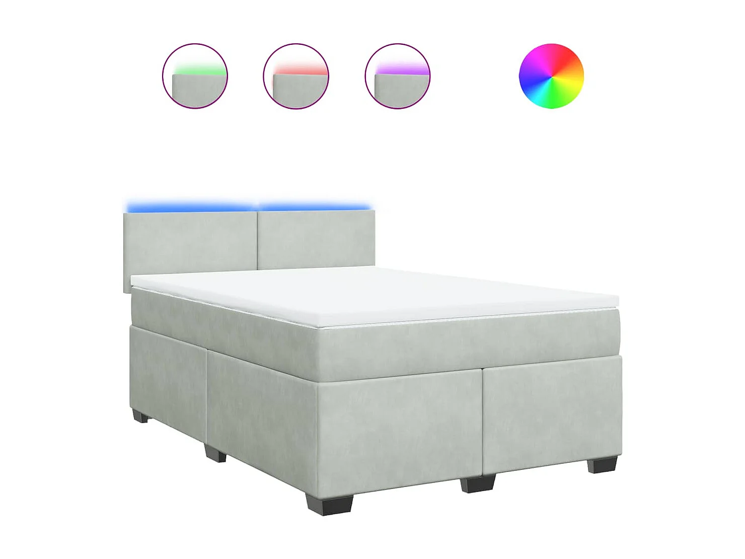 Giroletto a Molle con Materasso Grigio Chiaro 140x190cm Velluto