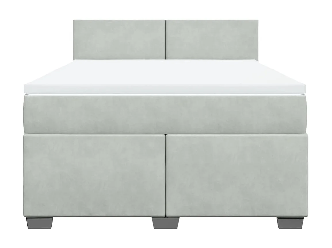 Giroletto a Molle con Materasso Grigio Chiaro 140x190cm Velluto