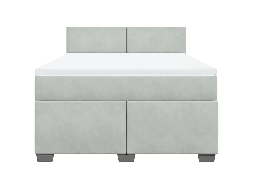 Boxspring met matras fluweel lichtgrijs 140x190 cm
