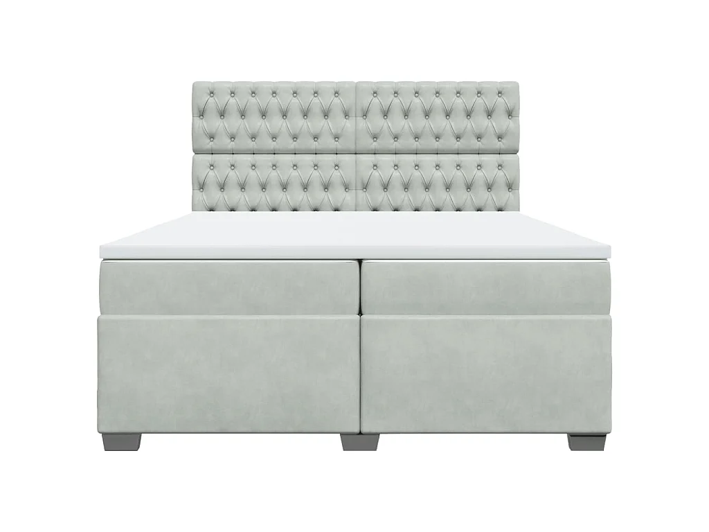 Sommier à lattes de lit et matelas Gris clair 200x200cm Velours