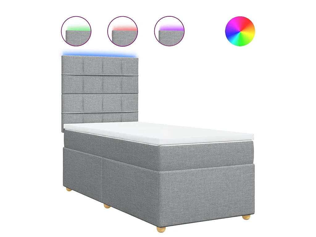 Boxspringbett mit Matratze Hellgrau 100x200 cm Stoff