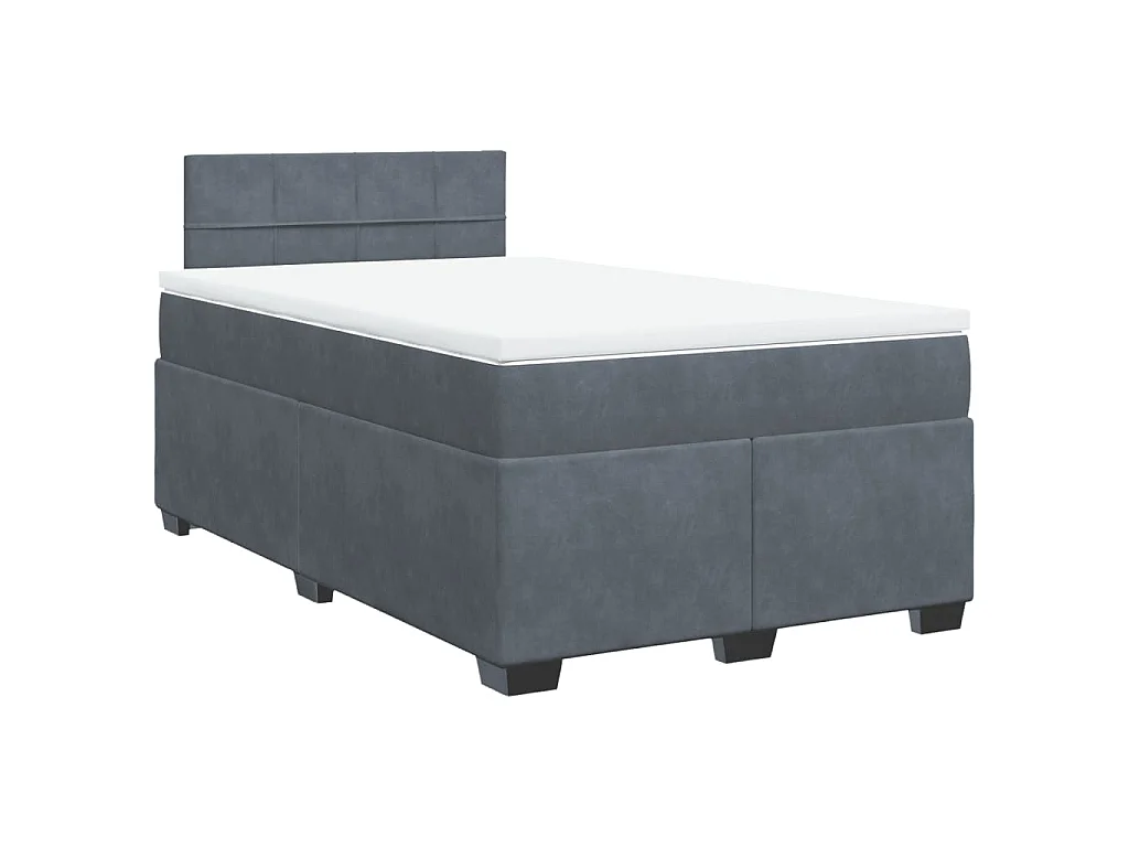 Cama box spring con colchón terciopelo gris oscuro 120x190 cm