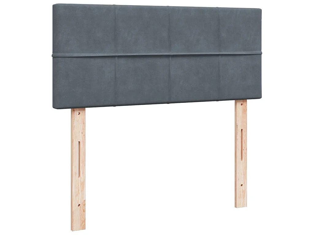 Cama box spring con colchón terciopelo gris oscuro 120x190 cm