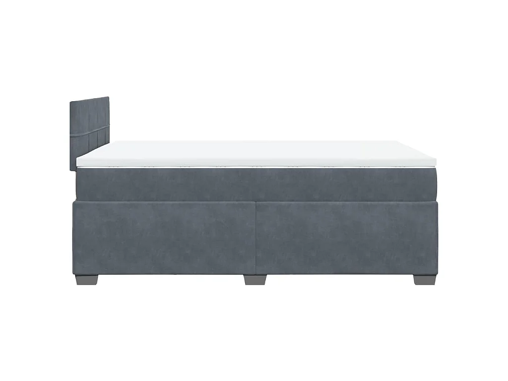 Cama box spring con colchón terciopelo gris oscuro 120x190 cm