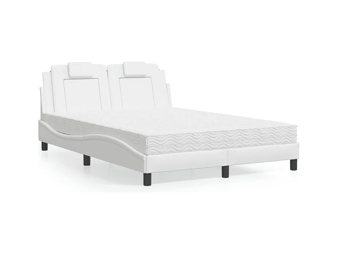 Lit avec matelas blanc 140x190 cm similicuir