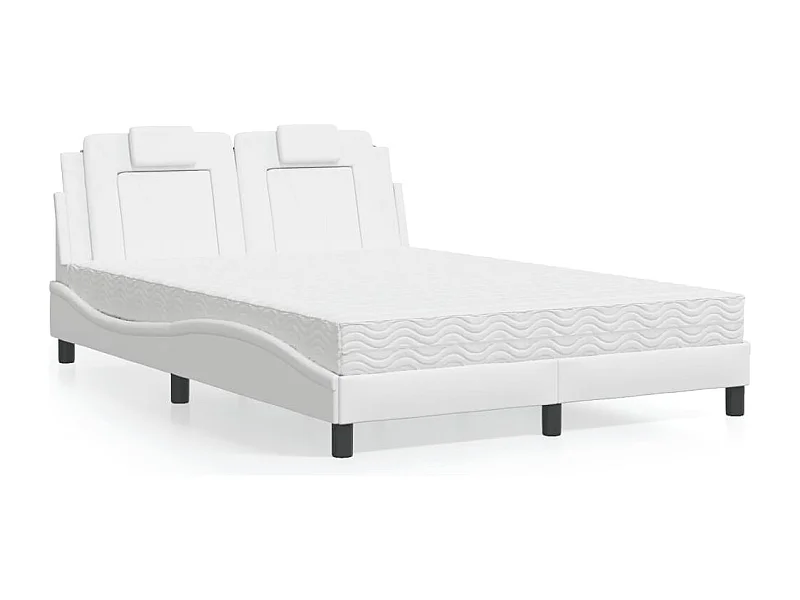 Bed "Viana" met matras kunstleer wit 140x190 cm