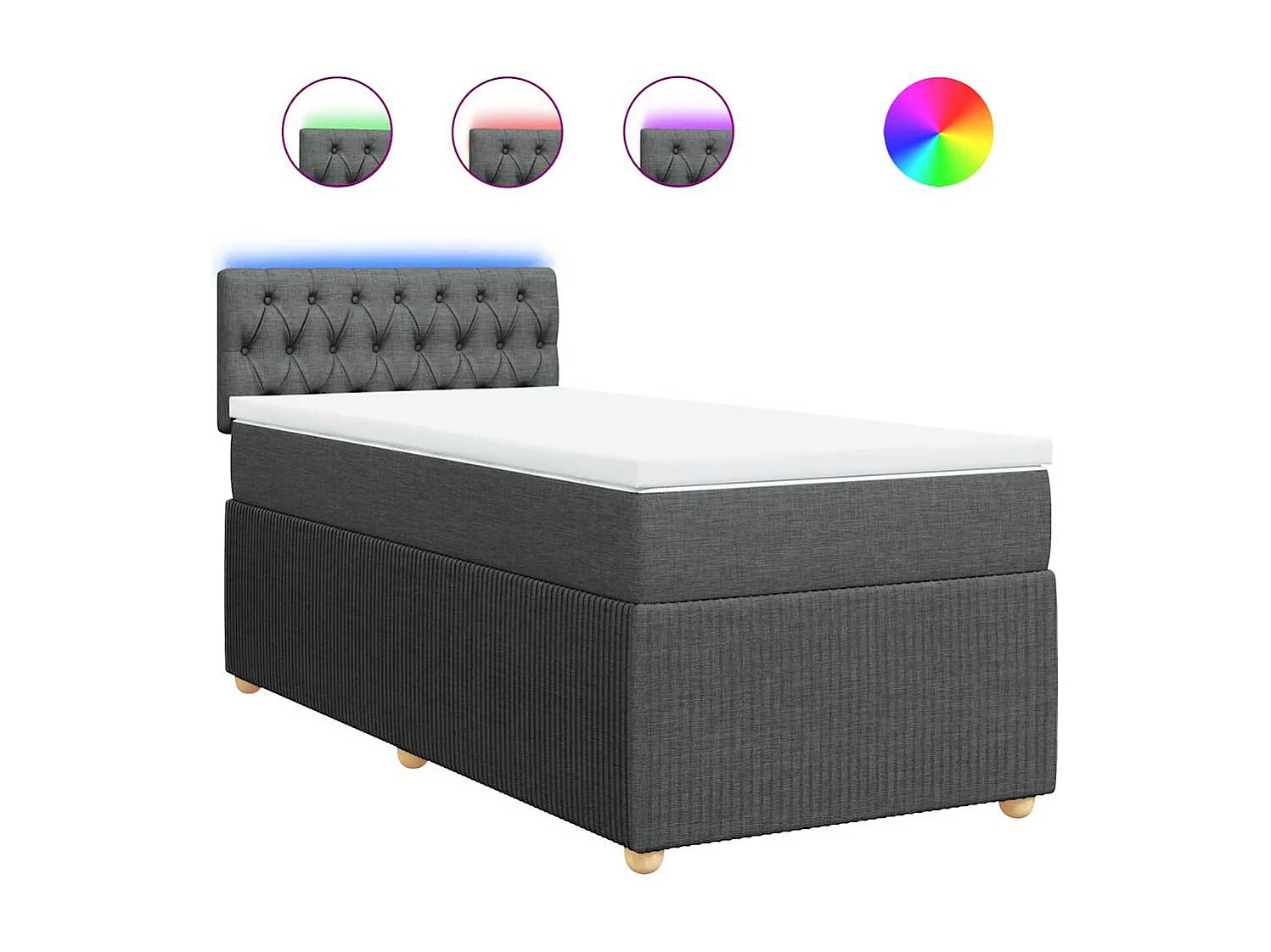 Boxspring met matras stof donkergrijs 90x190 cm