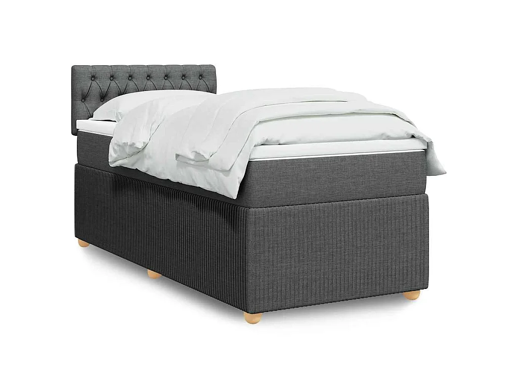 Giroletto a Molle con Materasso Grigio Scuro 90x190 cm Tessuto