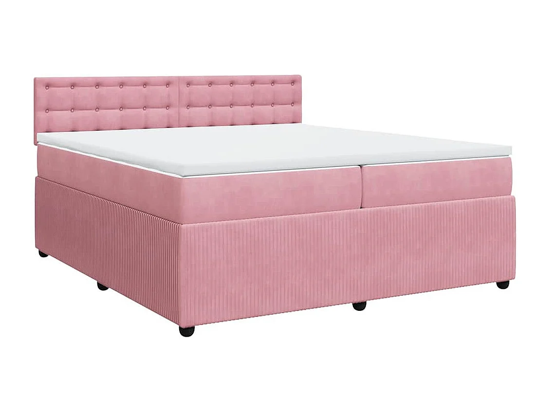 Boxspring met matras fluweel roze 200x200 cm