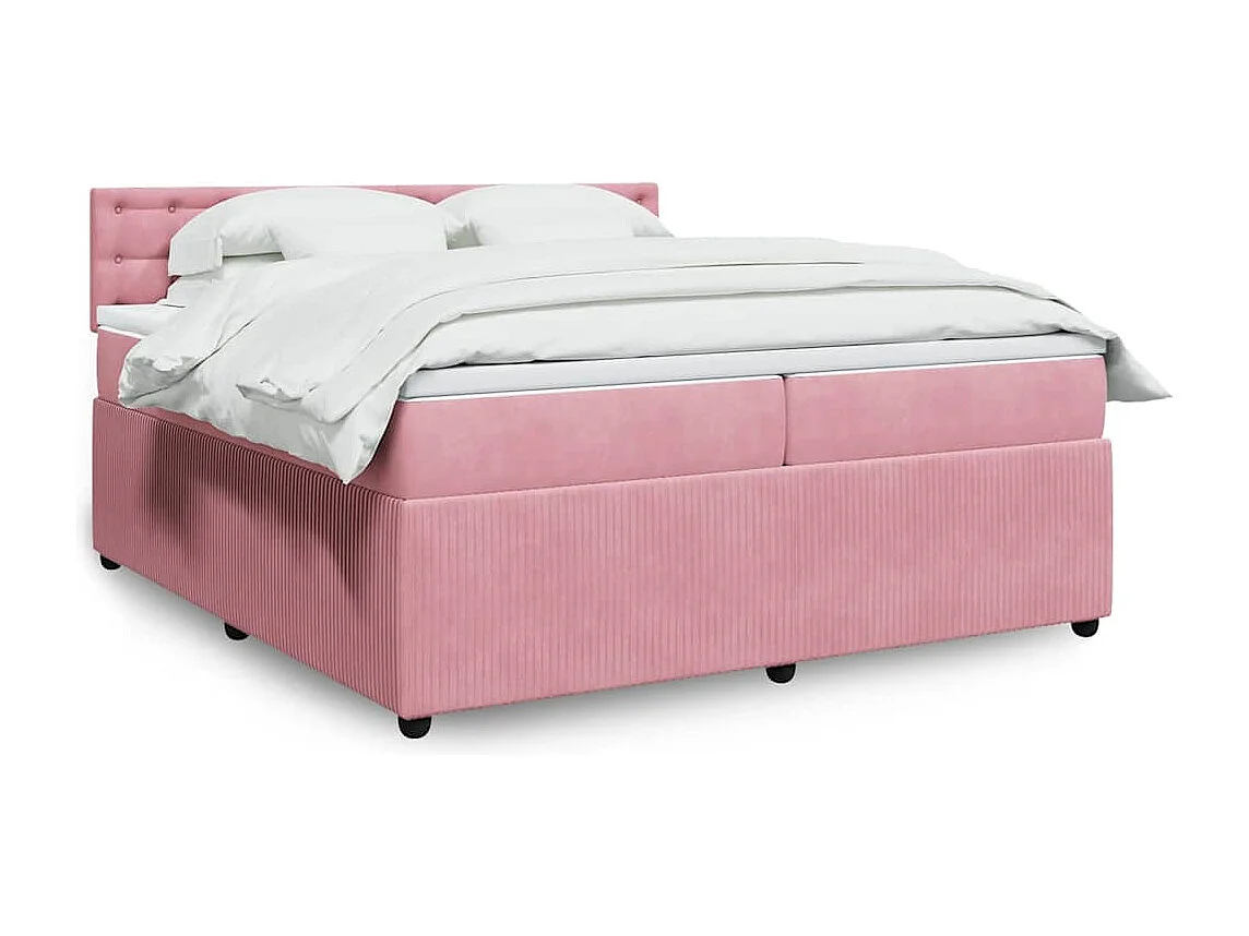 Boxspring met matras fluweel roze 200x200 cm