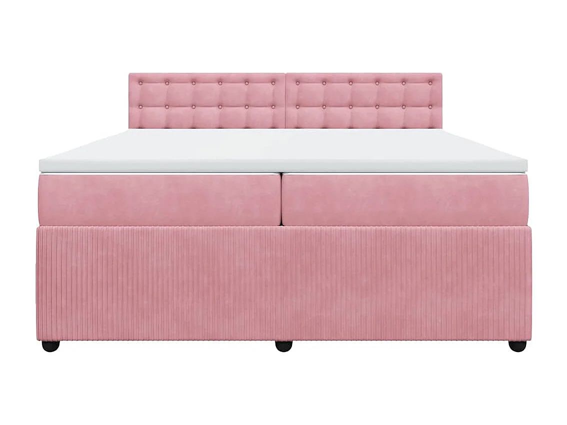 Boxspring met matras fluweel roze 200x200 cm