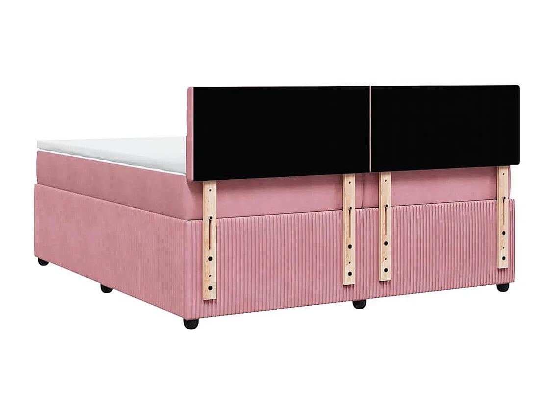 Boxspring met matras fluweel roze 200x200 cm
