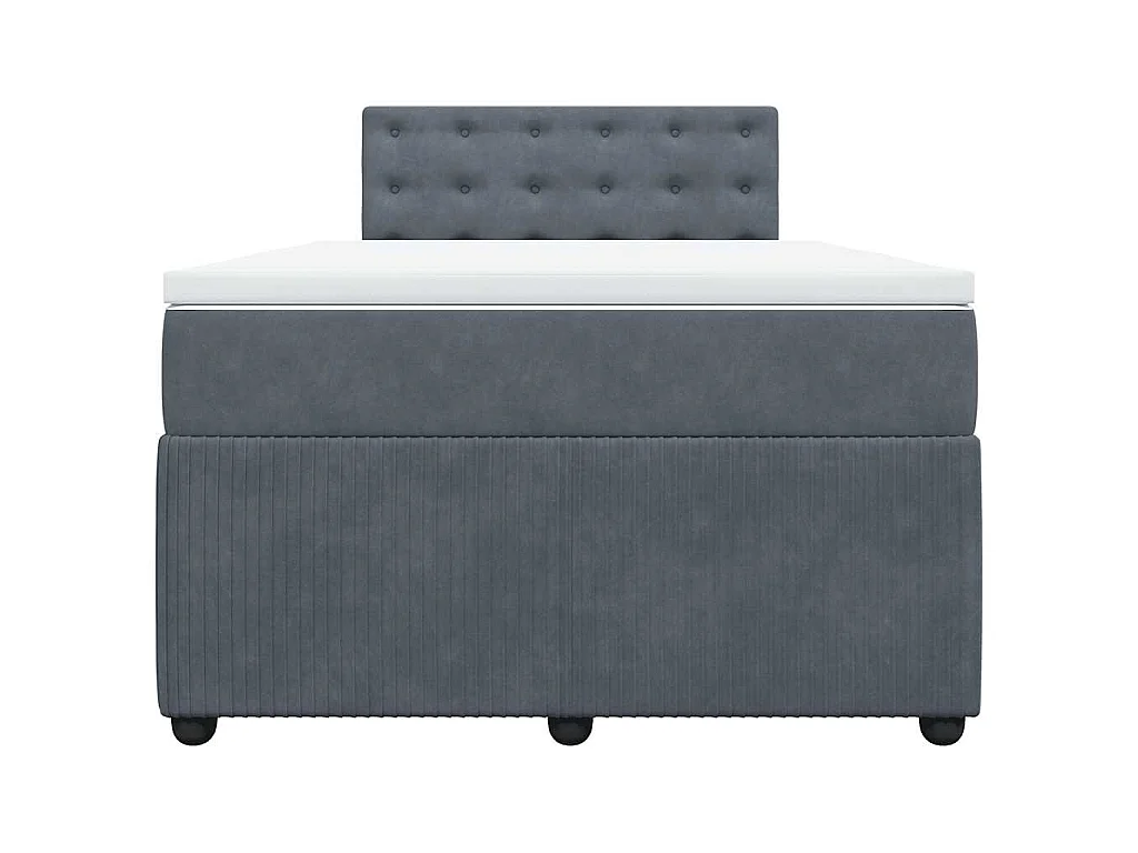 Cama box spring con colchón terciopelo gris oscuro 120x190 cm