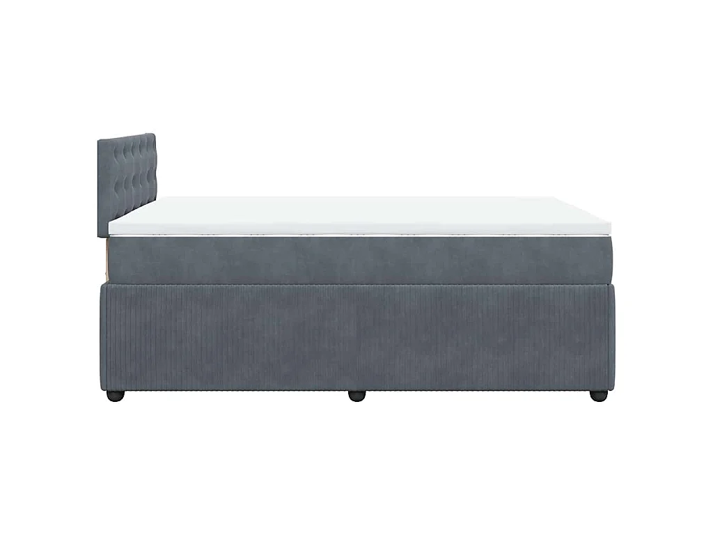 Cama box spring con colchón terciopelo gris oscuro 120x190 cm